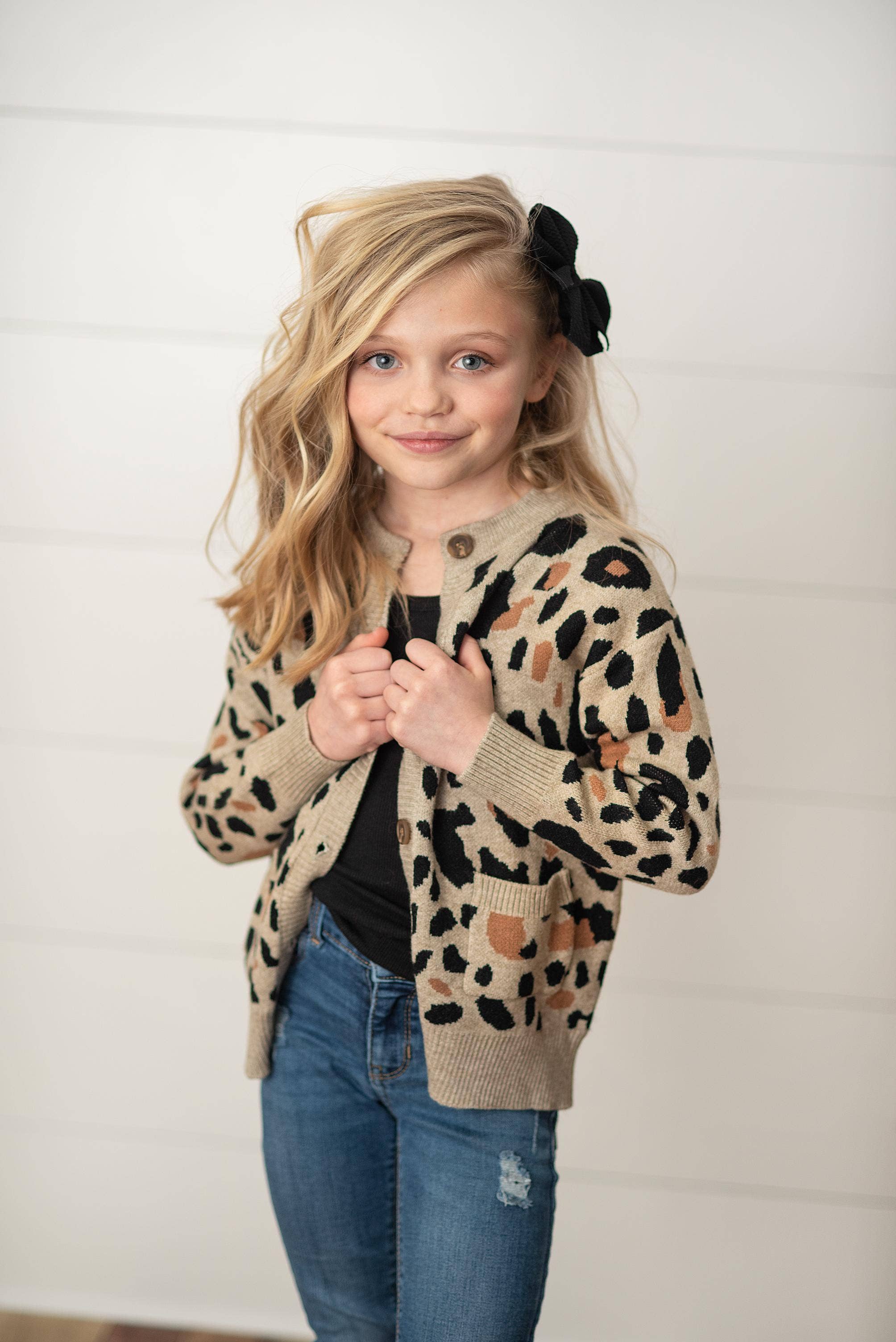 Childrens leopard hot sale print cardigan